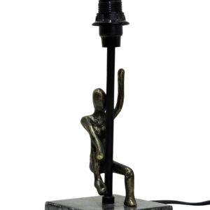 Base de Lámpara de Mesa con Figura de Hombre Escalando en Bronce Antiguo, Lámpara de Escritorio Industrial Vintage, Pedestal de Resina Plateada Envejecida - Product Image 1