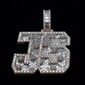 Luxury VVS Mossanite Diamond <b>Pendant</b> Iced Out Hiphop Jewelry Two Tone <b>Initial</b> Letter 925 Sliver Hiphop Custom Moissanite <b>Pendant</b> - Product Image 1
