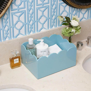 <b>Set</b> Of 2 Scalloped Lacquer Organizer Storage Box For <b>Desk</b> Setup, Office Supplies And Decoration Handmade Products - Product Image 6