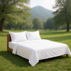 <b>White</b> 190 TC Percale Bed <b>Sheet</b> Set American Style 6-Piece for Full Double Bed-Includes Fitted <b>Flat</b> <b>Sheets</b> for Home Hotel Use - Product Image 1