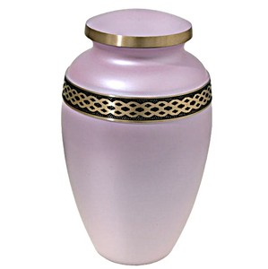 Urne funéraire en laiton poli gravé rose pour cendres humaines adultes, style américain/européen - Product Image 1