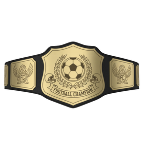 Ceinture de champion de football avec emblème doré et design football, ceinture en cuir de qualité supérieure personnalisable pour le sport - Product Image 1