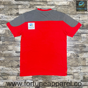 T-shirt à manches courtes rouge pour homme Fortune Apparel, col rond, séchage rapide, tricoté, 100% coton, coupe décontractée, écologique, 220g, uni - Product Image 2