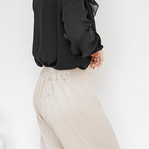 Pantalones Jogger Básicos de Crepé para Mujer, Cintura Alta, Casuales, con Cintura Elástica, Transpirables, con Patrón Sólido, para la Temporada de Primavera - Product Image 5