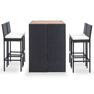 5 pezzi in legno di Rattan e Acacia Set da Bar con Patio nero elegante collezione di mobili da esterno - Product Image 2