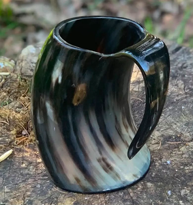 Tasse à boire artisanale en corne écologique, style vintage, en corne naturelle, anti-fuite avec couvercle coulissant, 6 pouces, 500 ml, vaisselle de fête, indienne - Product Image 2