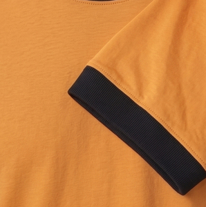 Men's Orange Cotton T-<b>Shirt</b> With <b>Black</b> Contrast Trim Regular Fit O-Neck Short Sleeve Casual Wear Tee <b>Shirts</b> Men - Product Image 6