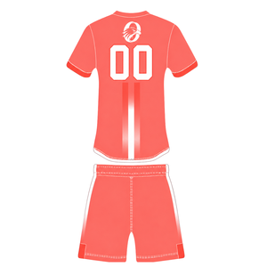 Conjunto de Rugby Rojo Coral y Blanco, Jersey de Manga Corta con Cierre Frontal, Pantalones Cortos a Juego, Uniforme Deportivo Transpirable para Entrenamiento de Equipo - Product Image 2