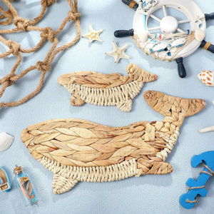 Handwoven Rattan Sea Turtle Stingray Shark Wall Sculpture Coastal Nautical Home Decor Multi-piece Set Living Room Art - Product Image 4