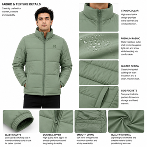 Chaquetas Acolchadas de Invierno para Hombre al por Mayor, Estilo Urbano, Personalizadas, con Cuello Alto, Manga Larga, Relleno de Poliéster, OEM - Product Image 5