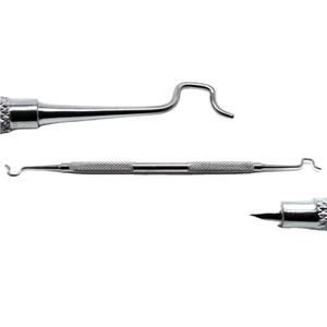 Juego de Limpiadores Dentales Manuales de 3 Piezas con Empuñadura Moleteada, Instrumento Quirúrgico de Metal Plateado Clase I, Shuja Quirúrgico - Product Image 1