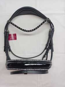 Brida de cuero de primera calidad para caballo con diadema de cristal ondulado de 8 mm y cabezal y narigueña acolchados suaves, venta al por mayor - Product Image 2