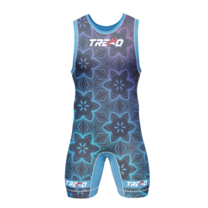 Custom Geometric Floral <b>Wrestling</b> <b>Singlet</b> for <b>Men</b> Blue Purple Sublimation Team Competition Uniform Personalized Logo OEM - Product Image 1