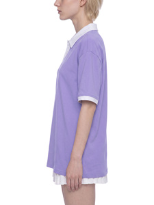 Camiseta para Mujer, 100% Algodón, Ligera, Cuello Redondo, Corte Holgado, Manga Corta, Color Sólido, Estilo Preppy, Transpirable - Product Image 4