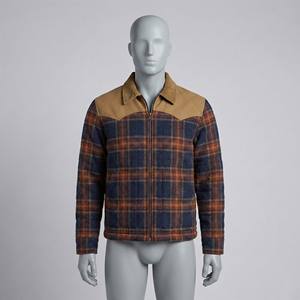 Chaqueta Acolchada de Lana Cálida para Otoño, Estilo Vintage Workwear con Cremallera Frontal y Pecho en Contraste, Venta al por Mayor - Product Image 1