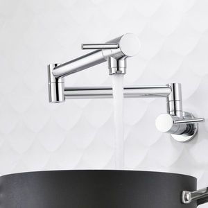 Rubinetto da Cucina Pieghevole in Ottone Lucido con Doppia Maniglia, Girevole, Cromato, Oro Rosa, Classico, Solo per Acqua Fredda, per Uso Commerciale - Product Image 2