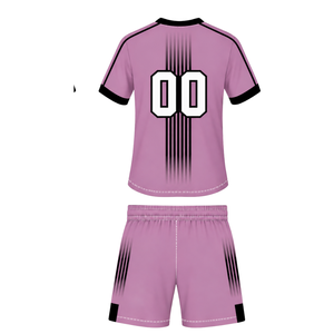 Ensemble de rugby noir lavande clair, maillot à manches courtes et col rond avec short assorti, respirant, pour l'entraînement d'équipe et les performances sportives - Product Image 2