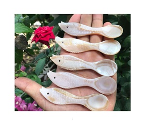 Ensemble de cuillères en coquillages naturels faites à la main, manche court, écologiques, légères, durables, design luxueux, cadeau d'affaires, capacité de 10 ml, Binh - Product Image 1