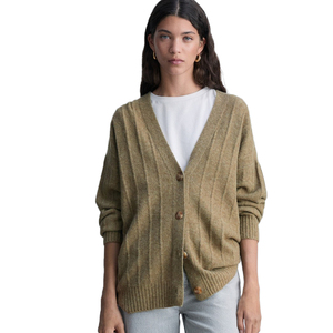 Cardigan décontracté pour femme, col en V, tricot côtelé, boutonné, manches longues, respirant, chaud, doux, confortable, luxueux, automne-hiver - Product Image 1