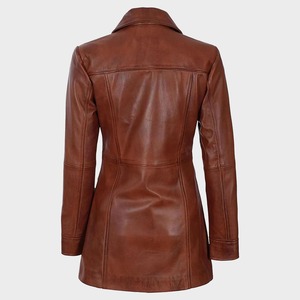 เสื้อโค้ทหนังแกะทำมือทรงเทรนช์โค้ท ดีไซน์หรูหราติดกระดุม - Product Image 3