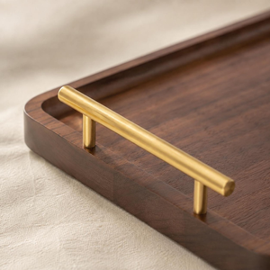 Elegante Bandeja de Madera para Servir Café con Bordes Elevados y Asas Metálicas, Bandeja para Desayuno, Comida, Té y Bebidas para el Hogar, Hotel o Restaurante - Product Image 5