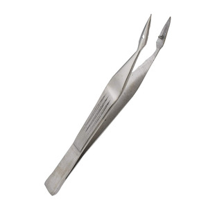 Pince à épiler à pointe en acier allemand de 4,5 pouces certifiée CE pour l'extraction d'éclats, forceps chirurgical incurvé, vente en gros - Product Image 1