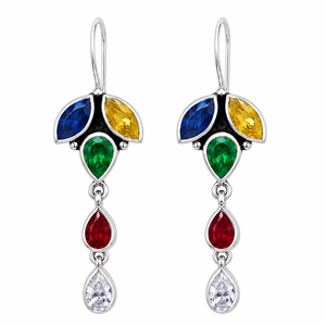 Verified Manufacturer <b>Oxidized</b> Silver Zircon Gemstone Hook Earrings Women | Bohemia Dangle Drop Earrings Wholesale Bulk Supplier - Product Image 1