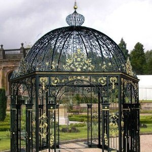 Gazebo en <span class=keywords><strong>fer</strong></span> <span class=keywords><strong>forgé</strong></span> fabriqué à la main design vintage cadre enduit de poudre pour la relaxation en plein air pour les hôtels de jardin jardins plages - Product Image 1