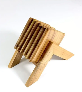 Wholesale <b>Wood</b> Coaster <b>Triangle</b> Stand Wooden Round Tea Coffee Coaster 7 PCS Set Latest design Coaster - Product Image 1