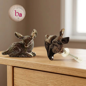 Modern Cast <b>Iron</b> Baby Deer Cabinet Knob Novelty Shape Easy Installation for Dresser Wardrobe Kitchen Bedroom Use - Product Image 1