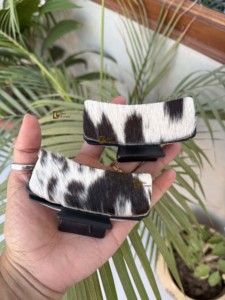 Pinces à cheveux élégantes en cuir de vachette véritable, design de luxe, pour femmes, accessoires capillaires, collection 2026 - Product Image 1