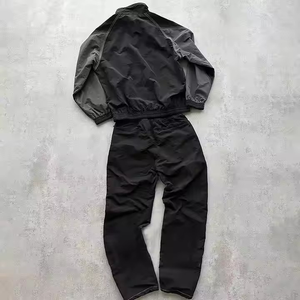Unisex Black Polyester <b>Tracksuit</b> Full Sleeve Turn-down Collar Casual Autumn Solid Color Elastic Waist Regular Fit Adult Jogger - Product Image 1