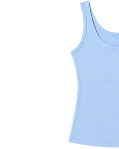 Ensemble deux pièces décontracté d'été pour femme : débardeur bleu ciel personnalisé par le fabricant et short vert olive – Tenue de détente sans manches - Product Image 2