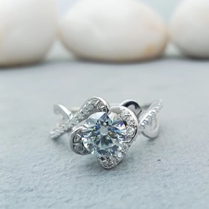 Luxurious Customized 925 Sterling Silver Engagement <b>Ring</b> Pave Setting 10K 14K 18K White <b>Gold</b> Moissanite Diamond Perfect Wedding - Product Image 1