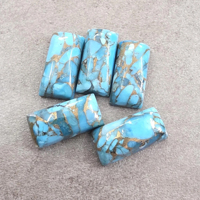 Cabochon de turquoise bleue naturelle, grand rectangle, dos plat, pierre précieuse calibrée, qualité AAA, certifiée par un tiers, différentes tailles