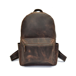 Sac à dos en cuir véritable pour homme, fermeture à boucle, léger, résistant à l'eau, sac d'école pour ordinateur portable - Product Image 1