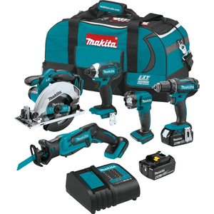 18V Cordless Power <b>Tool</b> Combo Kit 5 Piece Lithium Ion Heavy Duty Construction <b>Set</b> - Product Image 1