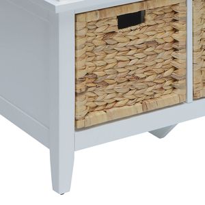 Banco Flavius con Almacenamiento, Cestas Tejidas de Ratán y Acabado Blanco - Product Image 3