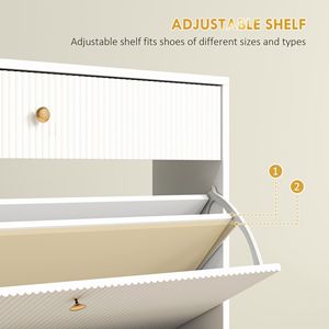 Mobile Moderno Bianco per Scarpe con Capacità di 12 Paia, Ripiani Regolabili, Pannelli Ondulati, Design Funzionale e Flessibile - Product Image 5