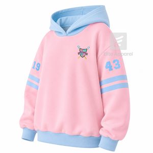 เสื้อฮู้ดดี้ชมรมแกมมา ไพ เดลต้า แบบสั่งทำพิเศษ ปักโลโก้ด้านหน้า สีฟ้าและชมพู แขนสั้น ผ้าฝ้าย สำหรับผู้หญิง - Product Image 2