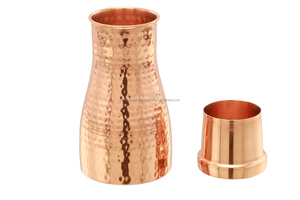 Jarra de Agua de Cobre Hecha a Mano, Libre de BPA, Apta para Alimentos, de 1.7L, con Tapa y Cuatro Vasos, Juego Ecológico para Beneficios para la Salud - Product Image 2