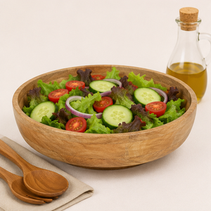 Eco-Friendly Handcrafted Mango Wood Serving <b>Bowl</b> <b>Large</b> Round Wooden Salad & Fruit <b>Bowl</b> for Kitchen Restaurants and Wedding Decor - Product Image 2