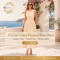 Robes Décontractées Printemps-Été 2026 pour Femmes – Robe de Travail Professionnelle Mi-Longue sans Manches Plissée Coupe Trapèze pour Cocktail