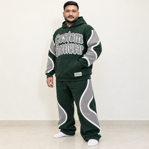 Ensemble de survêtement en molleton bicolore avec logo personnalisé, veste zippée unisexe et pantalon de jogging décontracté, style streetwear, ensemble de survêtement assorti pour l'hiver - Product Image 2