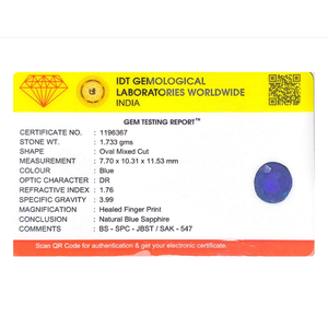 Natural Blue Sapphire 8.67 Carat Certified Loose Gemstone Brilliant Cut - Product Image 4