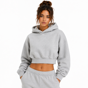 Custom <b>Women</b>’s Cropped Pullover <b>Hoodie</b> Oversized Crop Sweatshirt Private Label OEM - Product Image 4