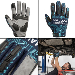 Gants de travail mécaniciens MALUZA INDUSTRIES - Poignets renforcés en polyester, anti-humidité, paume rembourrée antidérapante, gants de sécurité - Product Image 4