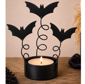 Halloween Iron Metal <b>Tea</b> <b>Light</b> <b>Candle</b> Holder Black Zombie Witch Hat Pumpkin Silhouette Halloween Home Decorations - Product Image 5