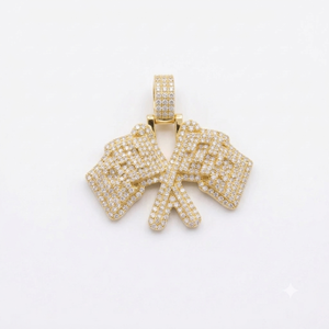 Pendentifs personnalisés géométriques plaqués or en argent sterling 925 avec moissanite, tendance, unisexe, de luxe, style hip-hop, pour rappeurs et soirées - Product Image 1