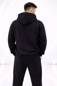 Conjunto de Sudadera con Capucha y Pantalones Deportivos Negros Premium para Hombre - Chándal con Logotipo Bordado Personalizado - Product Image 4